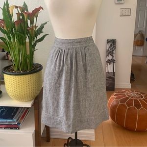 Eileen Fisher A-Line skirt with fine vertical stripes in grey and cream